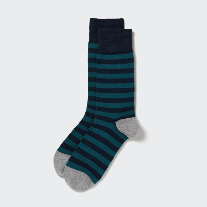 Uniqlo Gestreift Socken Herren Navy | XCIT-28376