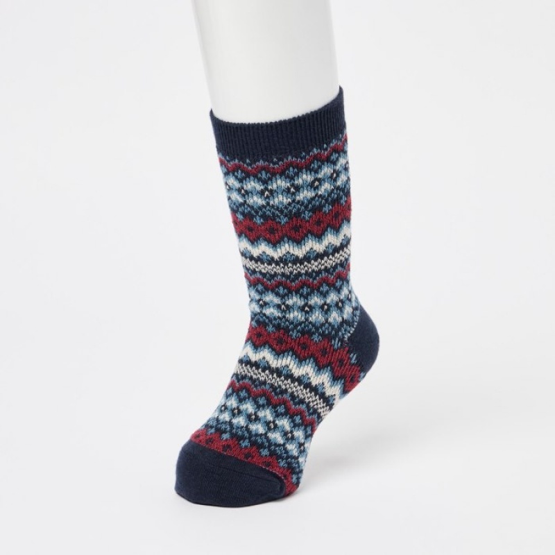 Uniqlo HEATTECH (2 Pairs) Socken Kinder Blau | DNLS-65917