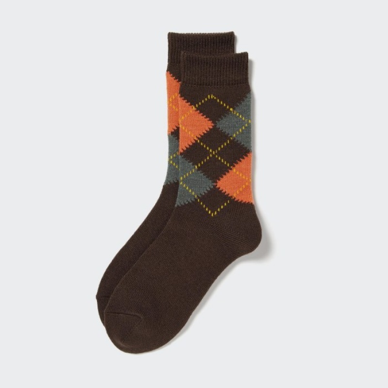 Uniqlo HEATTECH Argyle Socken Damen Dunkelbraun | WAGR-47625