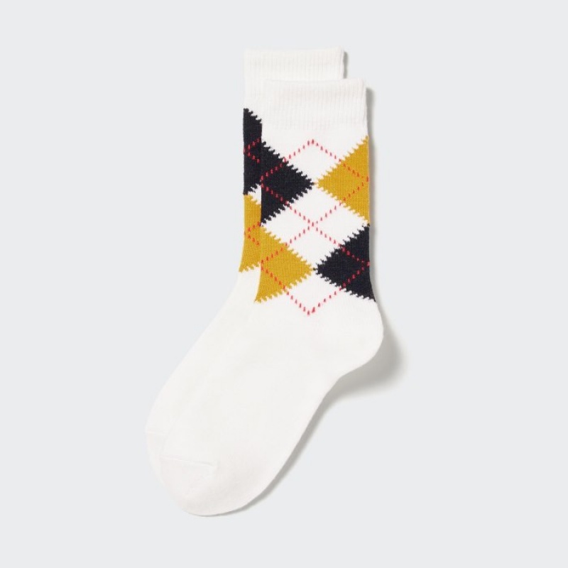 Uniqlo HEATTECH Argyle Socken Damen Weiß | WQGP-70392