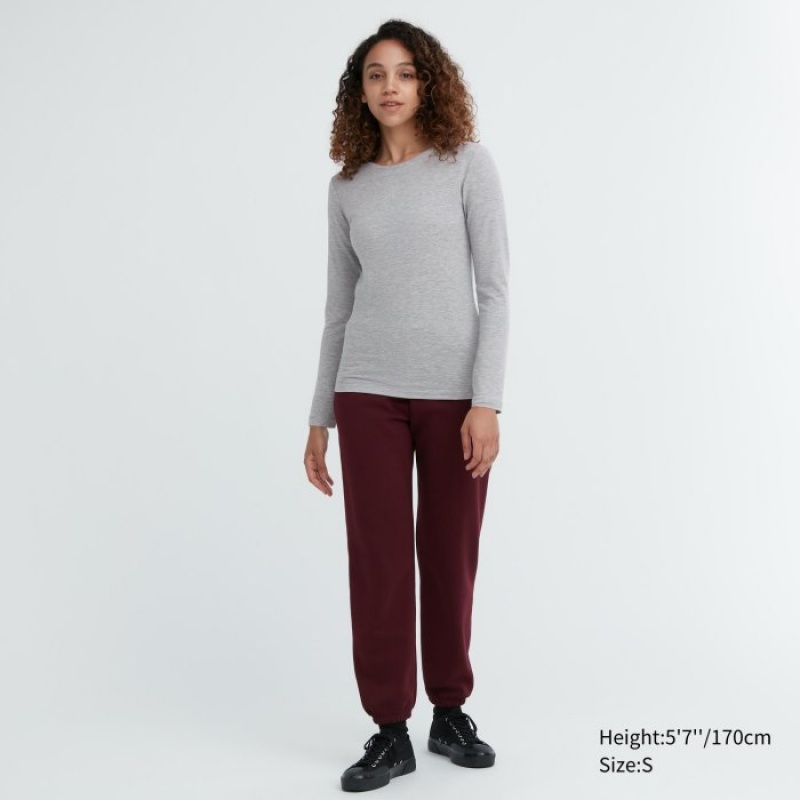 Uniqlo HEATTECH Baumwoll Crew Neck Long-Sleeve T-Shirt (Extra Warm) Undershirts Damen Dunkelgrün | RMHN-15380