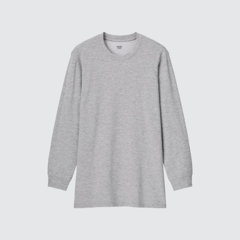 Uniqlo HEATTECH Baumwoll Crew Neck Long-Sleeve (Extra Warm) (2022 Edition) T-Shirt Herren Dunkelbraun | QPDT-52849