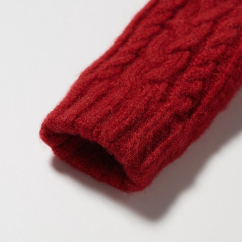 Uniqlo HEATTECH Cable Gestrickt Mittens Handschuhe Kinder Rot | MZLJ-48235