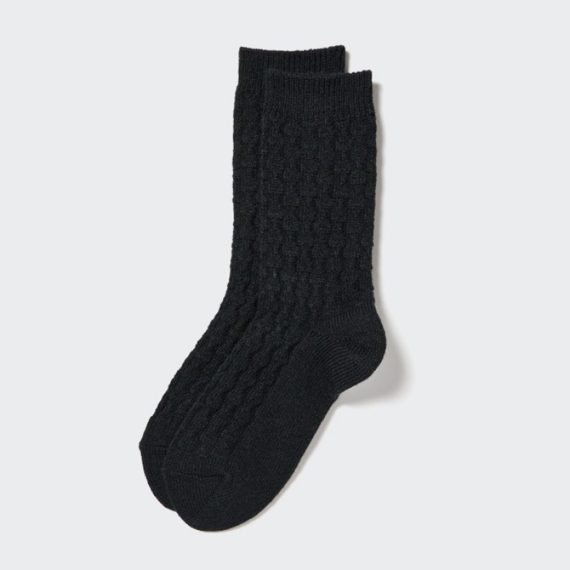 Uniqlo HEATTECH Cable Socken Damen Schwarz | AQFL-69240