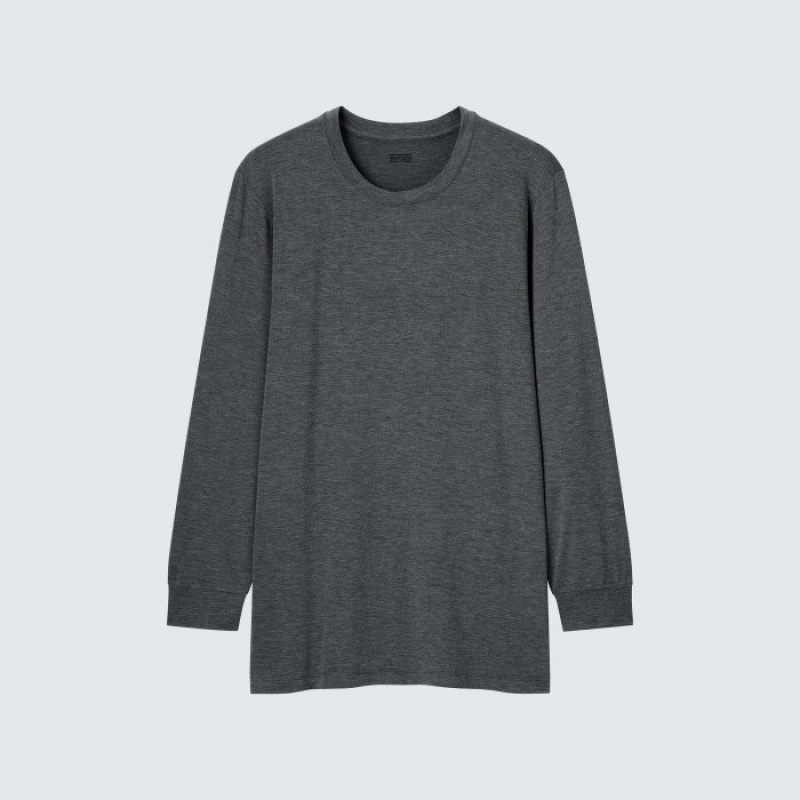 Uniqlo HEATTECH Crew Neck Long-Sleeve (2021 Edition) T-Shirt Herren Dunkelgrau | WDBJ-23651