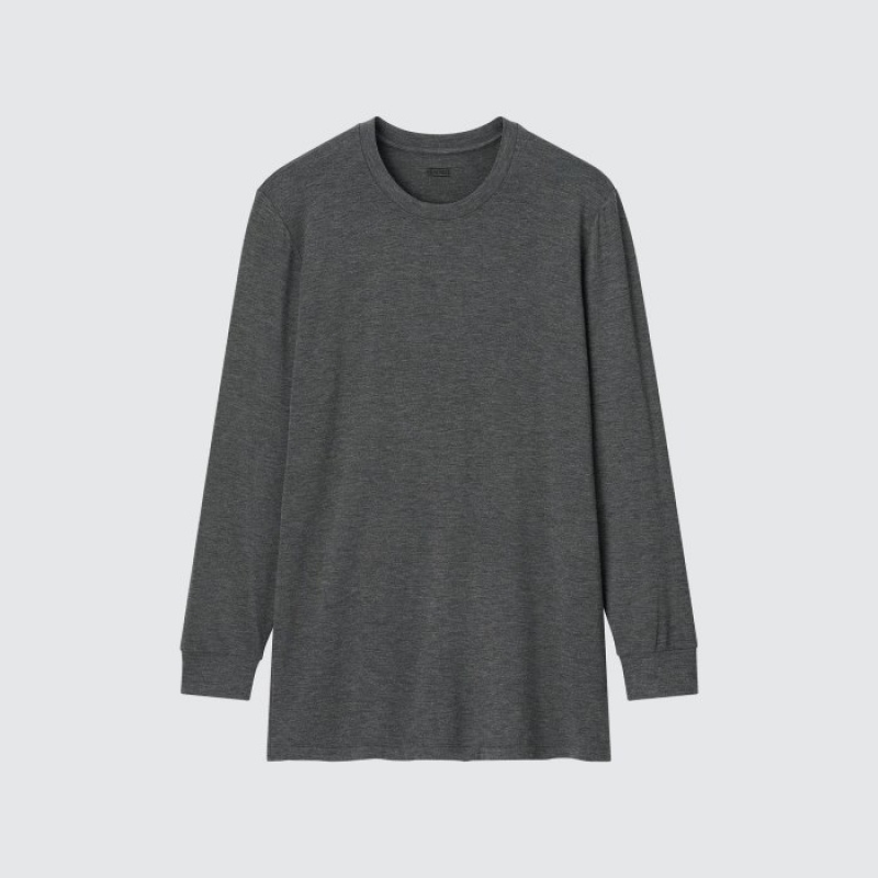 Uniqlo HEATTECH Crew Neck Long-Sleeve T-Shirt Undershirts Herren Blau | FCTY-12465