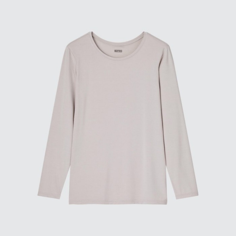 Uniqlo HEATTECH Crew Neck Long-Sleeve T-Shirt Damen Weiß | PADR-96801