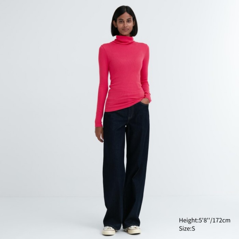 Uniqlo HEATTECH Extra Warm Seamless Gerippt Turtleneck Long-Sleeve T-Shirt Damen Grau | BIOD-18759