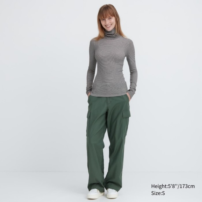 Uniqlo HEATTECH Extra Warm Seamless Turtleneck T-Shirt Damen Dunkelgrau | ENRV-04932