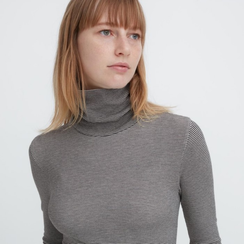 Uniqlo HEATTECH Extra Warm Seamless Turtleneck T-Shirt Damen Dunkelgrau | ENRV-04932