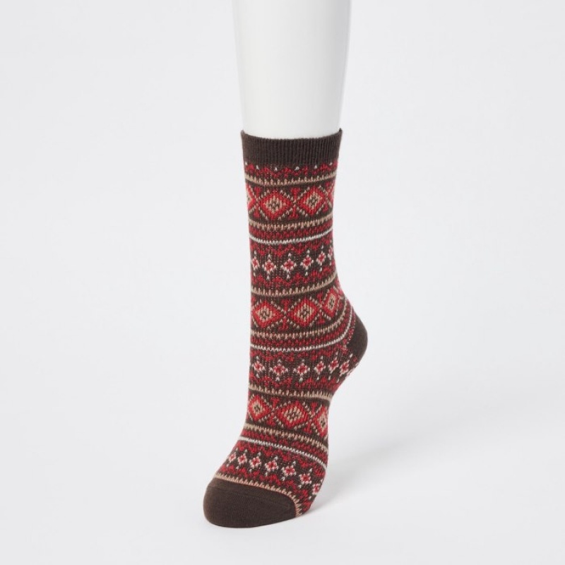 Uniqlo HEATTECH Fair Isle Socken Damen Navy | EYJI-08769