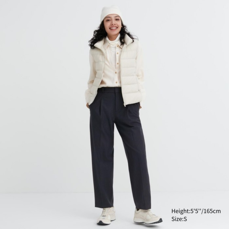 Uniqlo HEATTECH Falten Tapered (Stripe) Hose Damen Navy | NPMO-68041