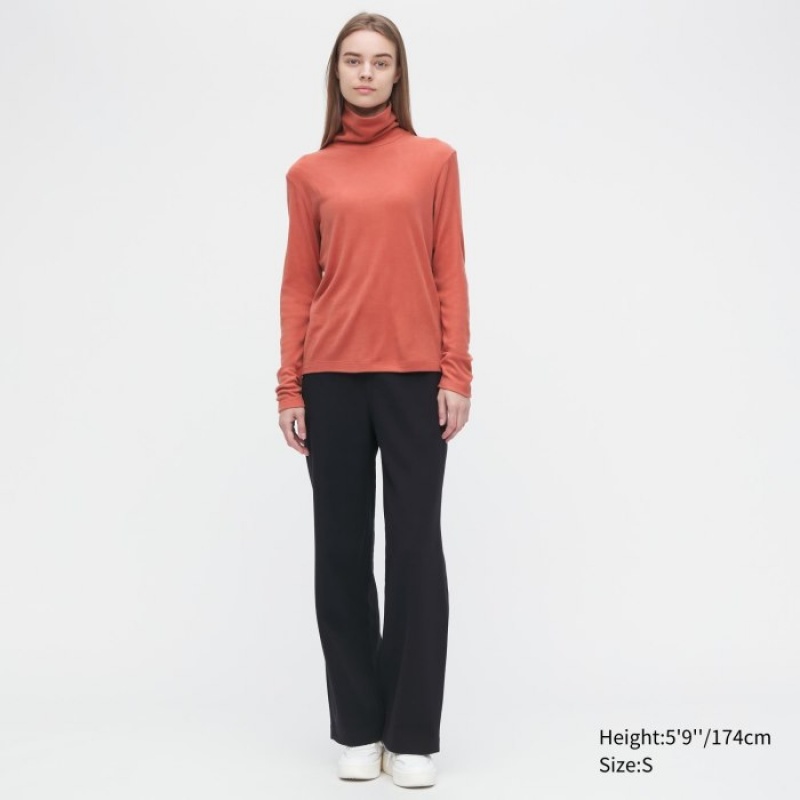 Uniqlo HEATTECH Fleece Turtleneck Long-Sleeve (2022 Edition) T-Shirt Damen Grau | WHLK-85792