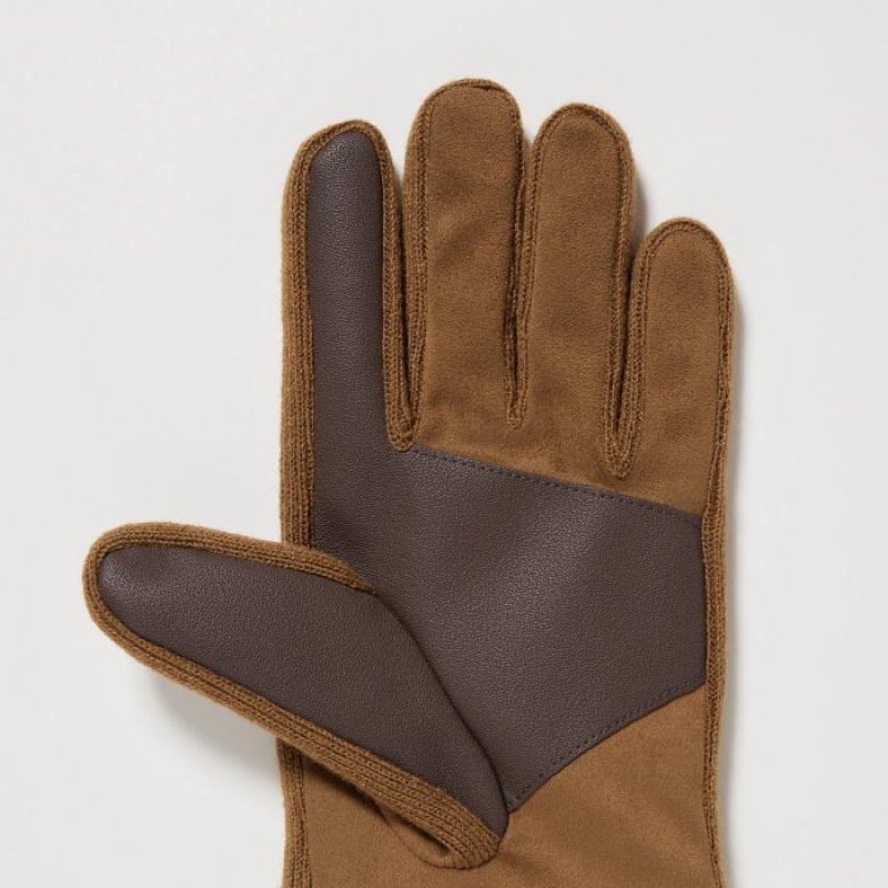 Uniqlo HEATTECH Gefütterte Faux Wildleder Handschuhe Herren Schwarz | RHBE-13802