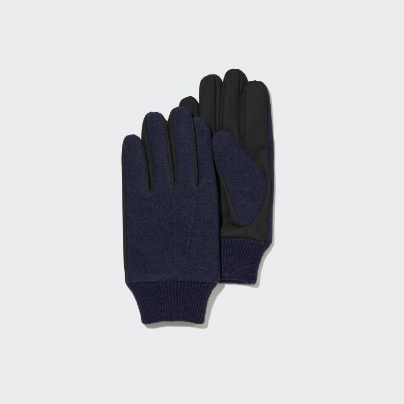 Uniqlo HEATTECH Gefütterte Faux Wolle Handschuhe Damen Navy | WKDP-76809