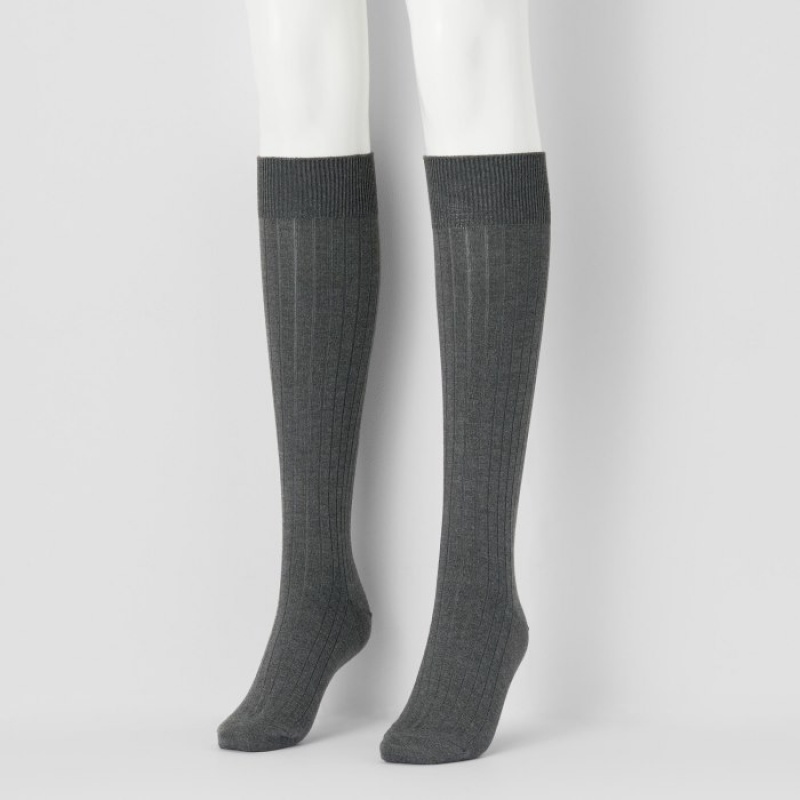 Uniqlo HEATTECH Gerippt Knee-High Socken Damen Schwarz | BIOW-26871