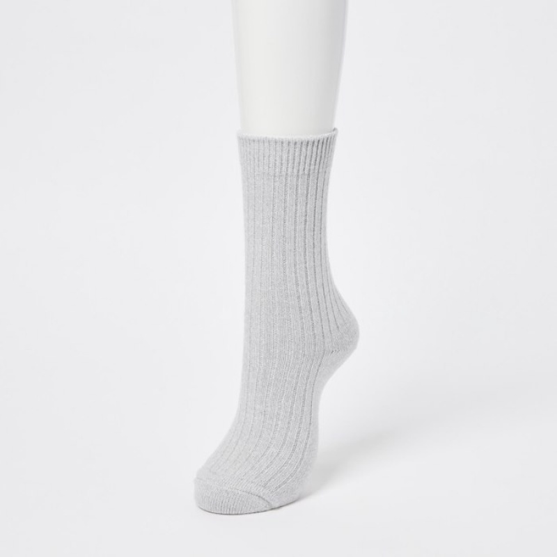 Uniqlo HEATTECH Gerippt Socken Damen Grau | BXEP-10537