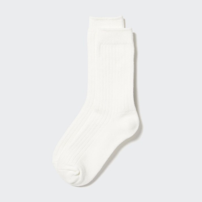 Uniqlo HEATTECH Gerippt Socken Damen Weiß | ODKQ-32851