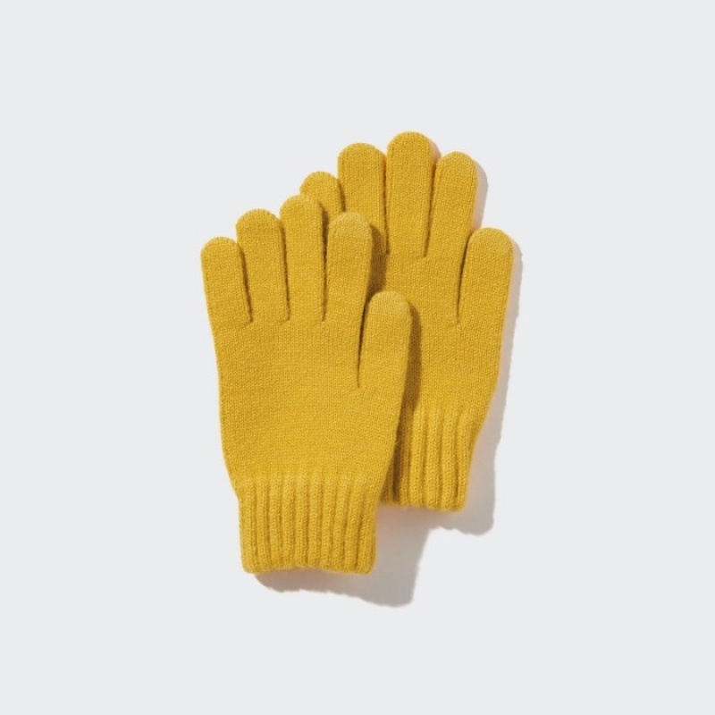 Uniqlo HEATTECH Gestrickt Handschuhe Kinder Gelb | TJCD-41502