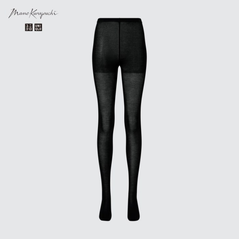 Uniqlo HEATTECH Gestrickt (Sheer) Tights Damen Schwarz | IRZB-48201