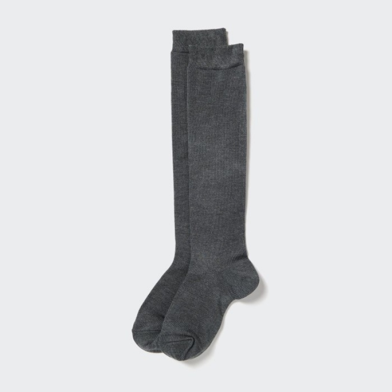 Uniqlo HEATTECH Knee High Socken Damen Dunkelgrau | PRJH-49782