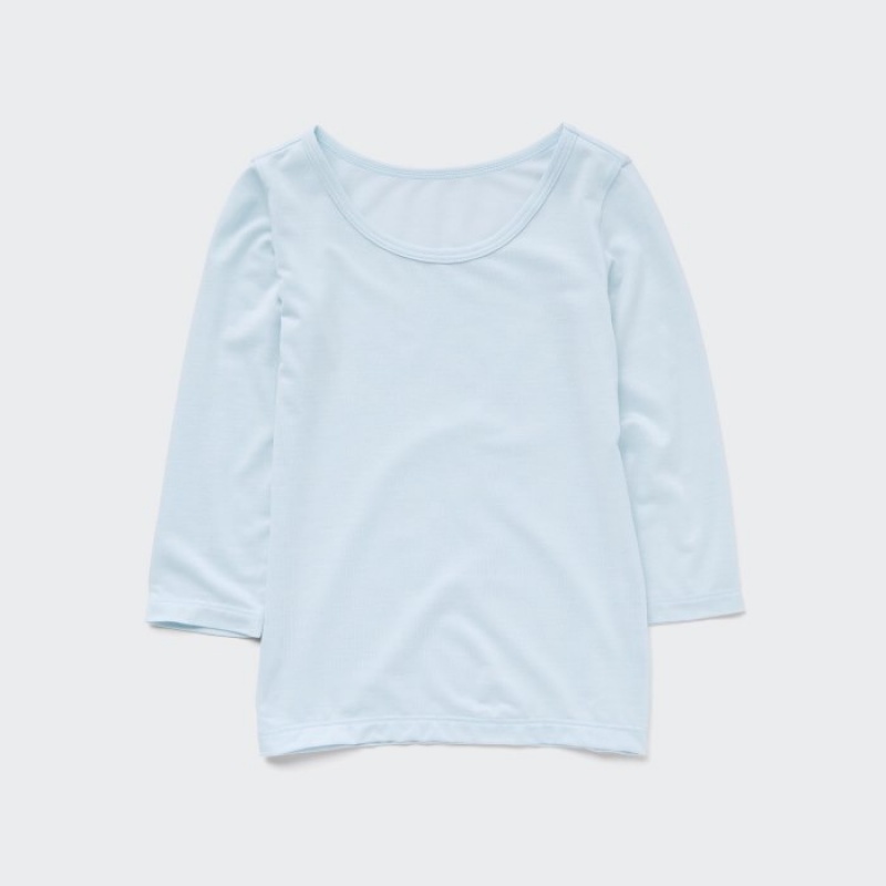 Uniqlo HEATTECH Scoop Neck Long-Sleeve T-Shirt Baby Hellblau | BGFP-96451