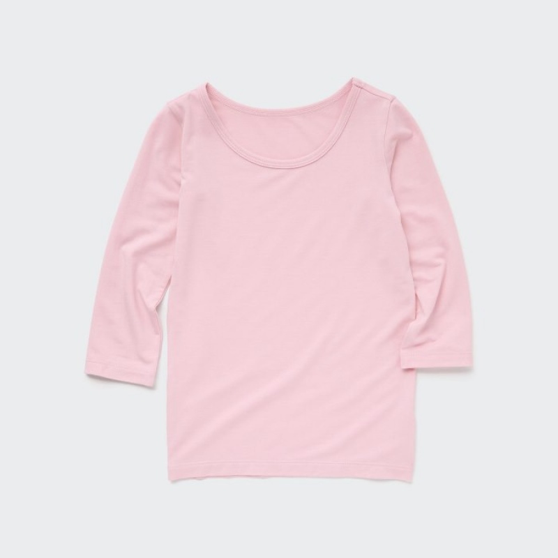 Uniqlo HEATTECH Scoop Neck Long-Sleeve T-Shirt Baby Rosa | DARF-41876