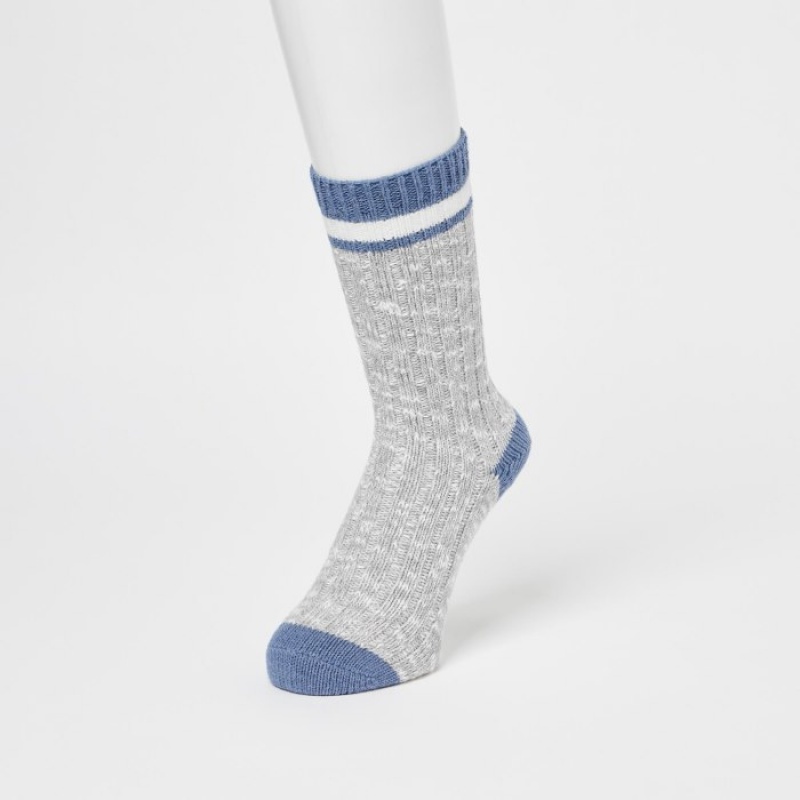 Uniqlo HEATTECH Slub Gerippt Socken Herren Grau | VQHD-46279