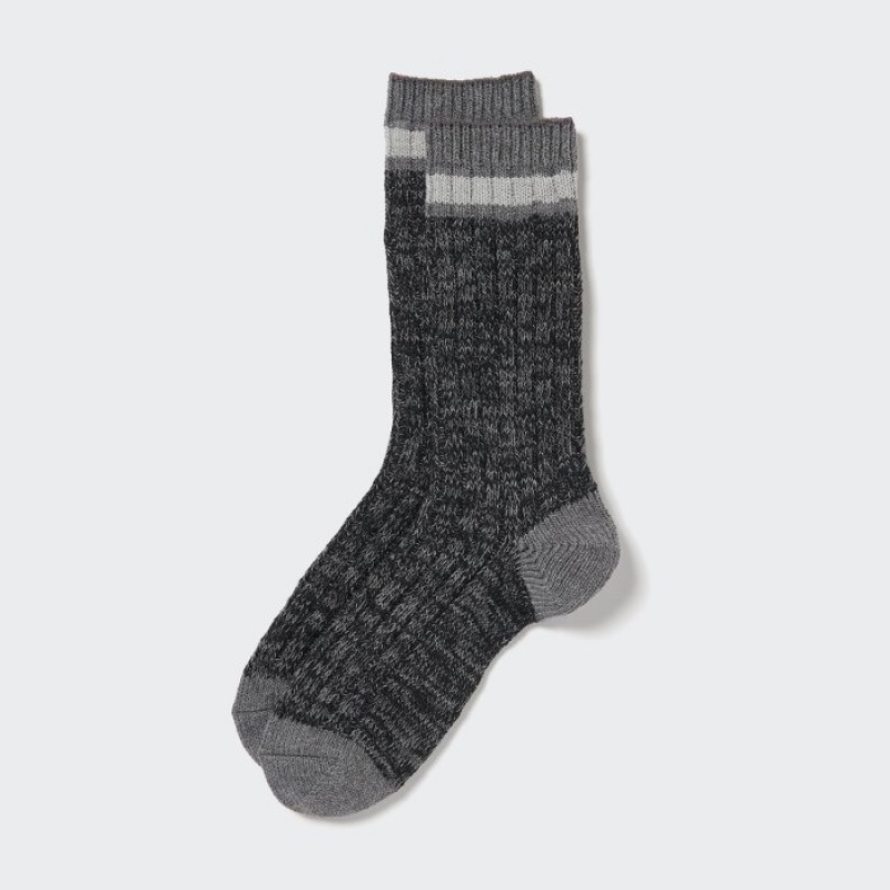 Uniqlo HEATTECH Slub Gerippt Socken Herren Dunkelgrau | IJEV-20984