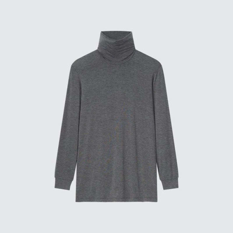 Uniqlo HEATTECH Turtleneck Long-Sleeve T-Shirt Herren Dunkelgrau | NIQT-93104