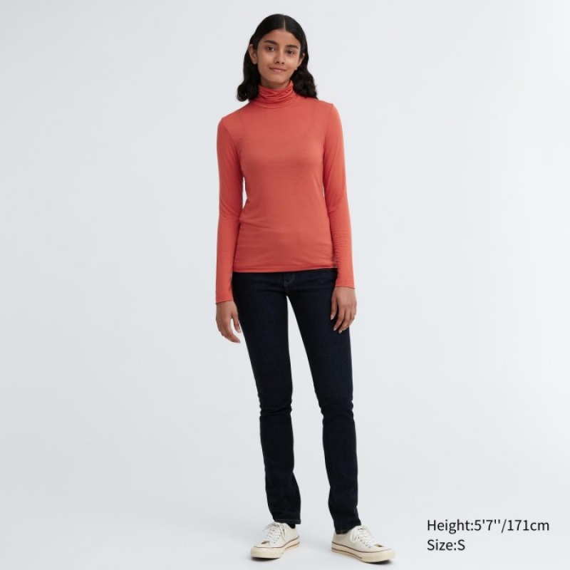 Uniqlo HEATTECH Ultra Light Turtleneck Long-Sleeve T-Shirt Undershirts Damen Weiß | ZMHI-40397