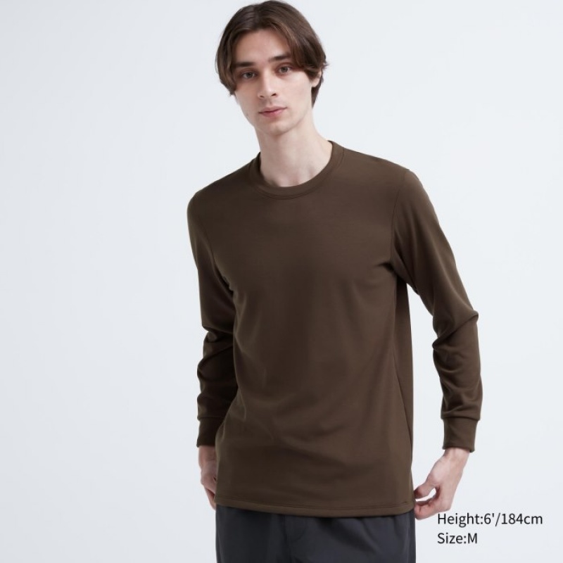 Uniqlo HEATTECH Ultra Warm Crew Neck Long-Sleeve T-Shirt Undershirts Herren Dunkelbraun | IWUQ-67435