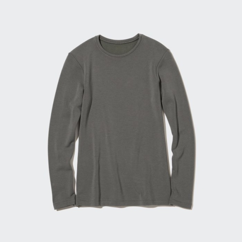 Uniqlo HEATTECH Ultra Warm Crew Neck Long-Sleeve (2022 Edition) T-Shirt Damen Weiß | RHXM-32790