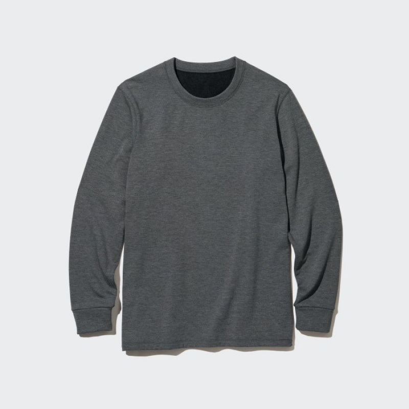 Uniqlo HEATTECH Ultra Warm Crew Neck Long-Sleeve T-Shirt Undershirts Herren Dunkelgrau | XHQU-19580