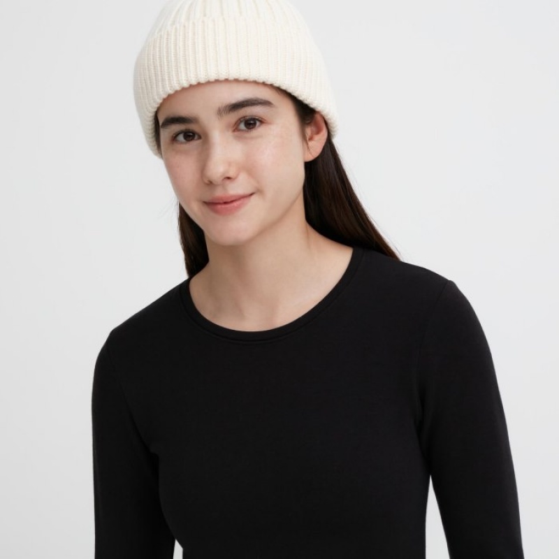 Uniqlo HEATTECH Ultra Warm Crew Neck Long-Sleeve T-Shirt Undershirts Damen Dunkelgrau | RWNV-90832