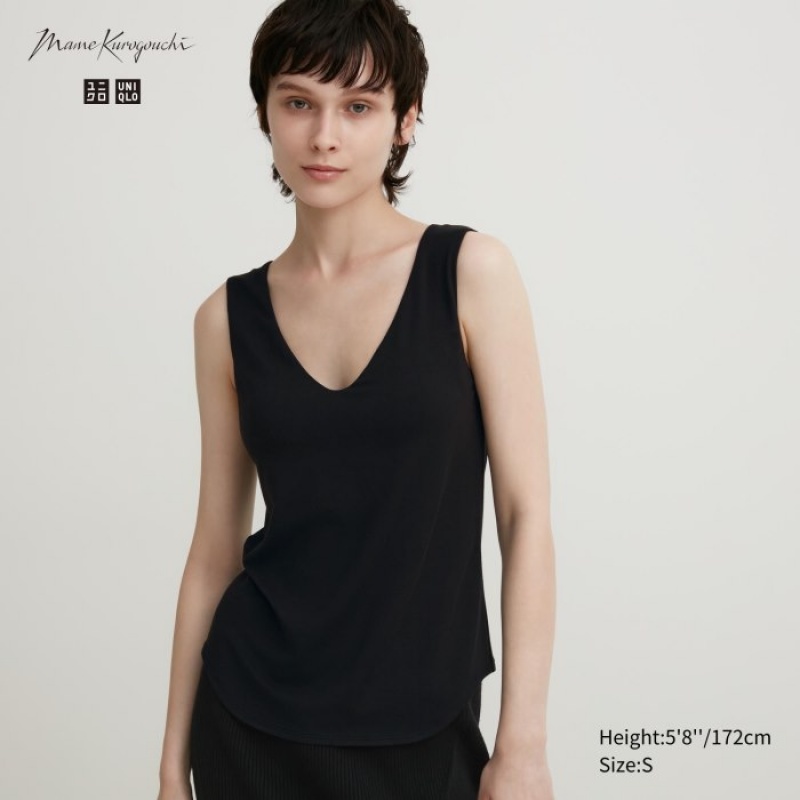 Uniqlo HEATTECH Ärmellose Top (Silk Blend) BHs Damen Schwarz | UWPK-92754