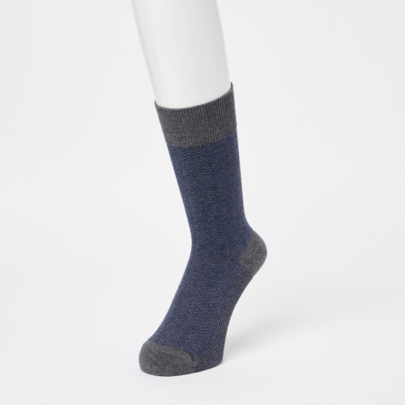 Uniqlo Herringbone Socken Herren Dunkelgrau | CQDZ-71408