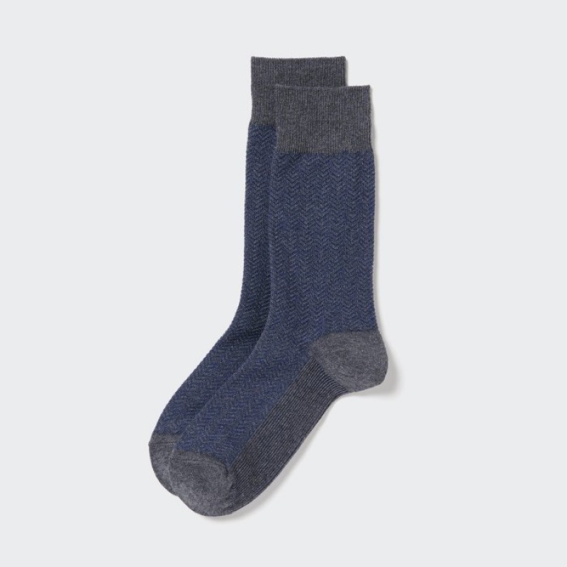 Uniqlo Herringbone Socken Herren Dunkelgrau | CQDZ-71408