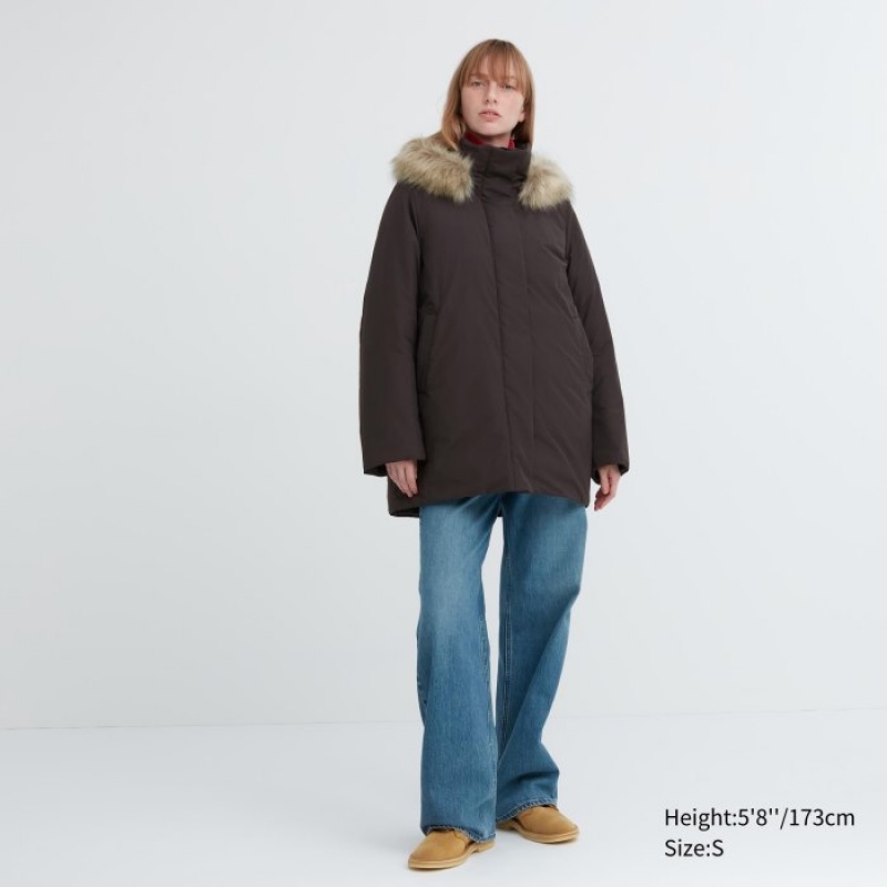 Uniqlo Hybrid Daunenmäntel Damen Olivgrün | GKJD-64195