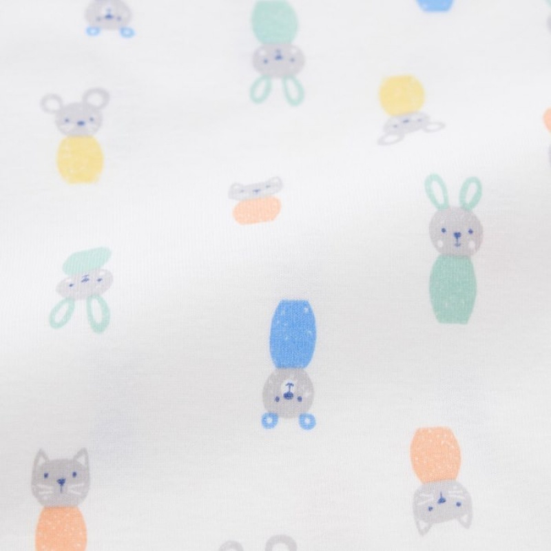 Uniqlo Joy of Print Kurzes-Sleeve (Animals) (Open Front) Body Baby Weiß | YCHX-60153