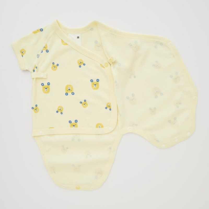 Uniqlo Joy of Print Kurzes-Sleeve (Bears) (Open Front) Body Baby Gelb | EJXU-81493