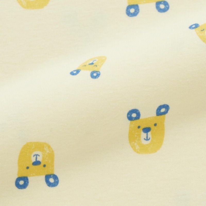 Uniqlo Joy of Print Kurzes-Sleeve (Bears) (Open Front) Body Baby Gelb | EJXU-81493