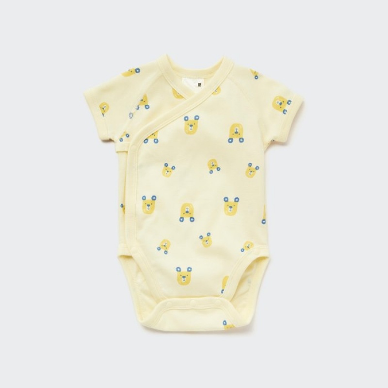 Uniqlo Joy of Print Kurzes-Sleeve (Bears) (Open Front) Body Baby Gelb | EJXU-81493