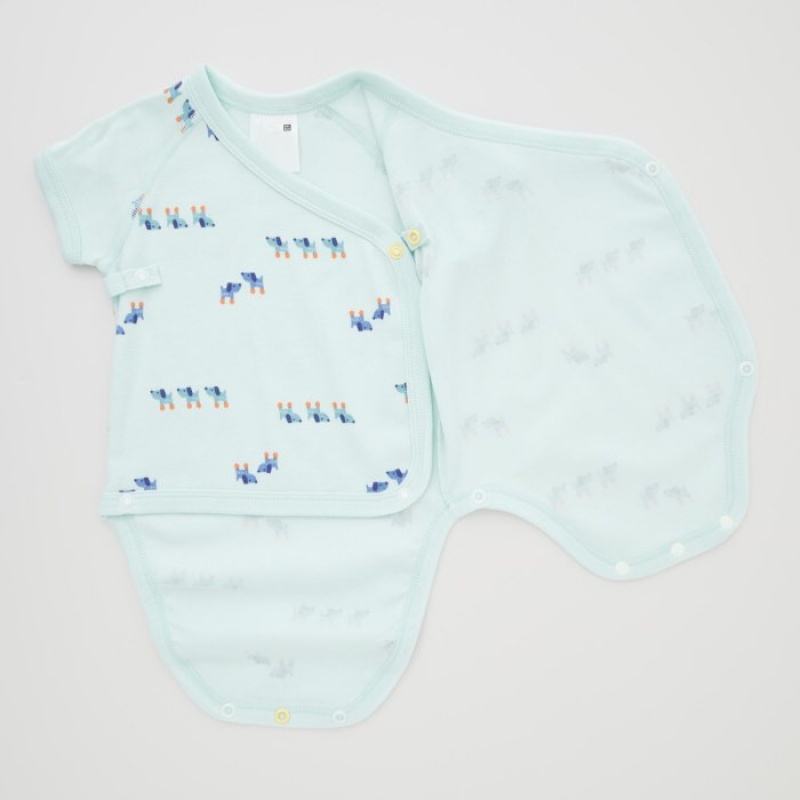 Uniqlo Joy of Print Kurzes-Sleeve (Dogs) (Open Front) Body Baby Hellgrün | XCWR-03721