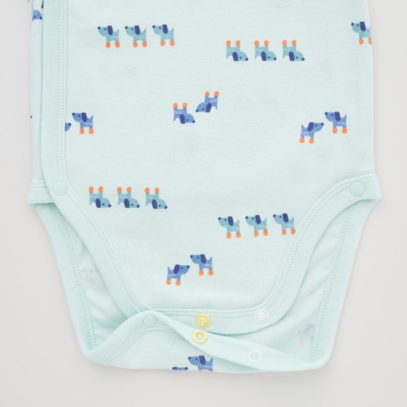 Uniqlo Joy of Print Kurzes-Sleeve (Dogs) (Open Front) Body Baby Hellgrün | XCWR-03721