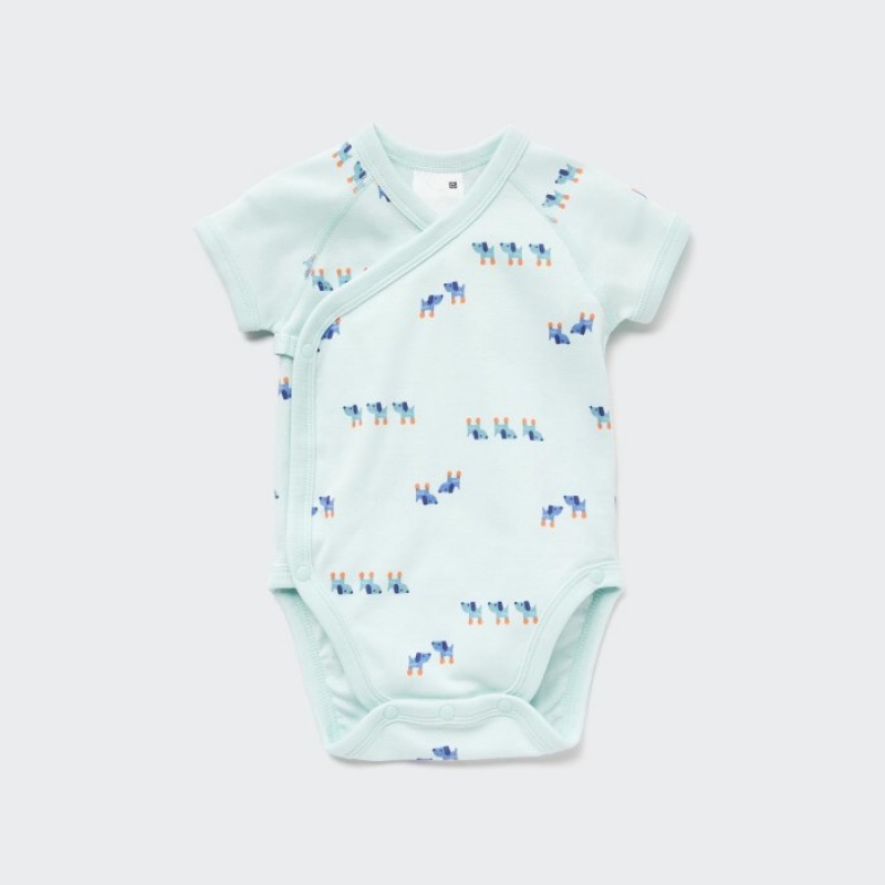 Uniqlo Joy of Print Kurzes-Sleeve (Dogs) (Open Front) Body Baby Hellgrün | XCWR-03721