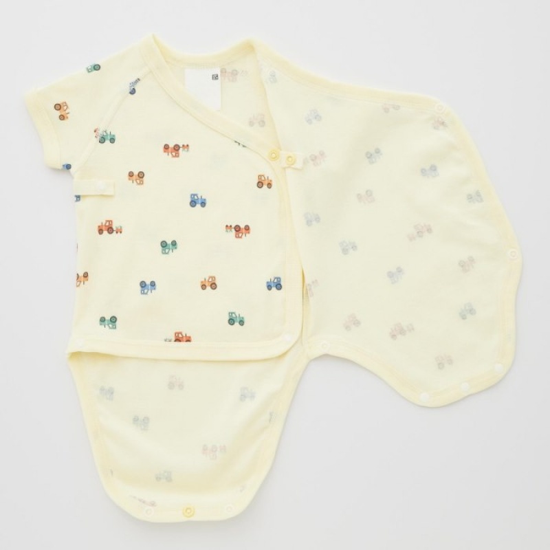 Uniqlo Joy of Print Kurzes-Sleeve (Tractor) Body Baby Gelb | BFJH-21569