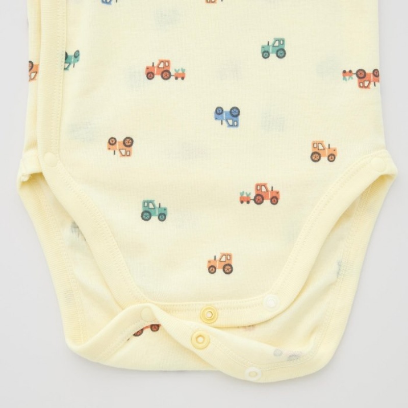 Uniqlo Joy of Print Kurzes-Sleeve (Tractor) Body Baby Gelb | BFJH-21569