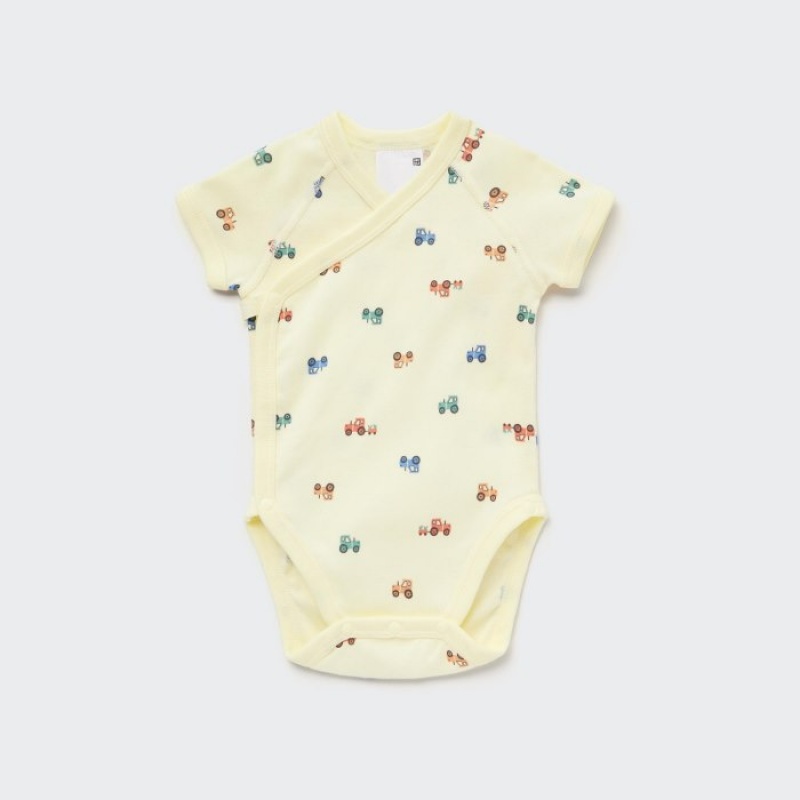 Uniqlo Joy of Print Kurzes-Sleeve (Tractor) Body Baby Gelb | BFJH-21569