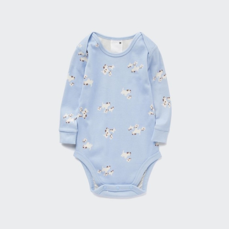 Uniqlo Joy of Print Long-Sleeve (Dog) Body Baby Blau | RXCN-83061